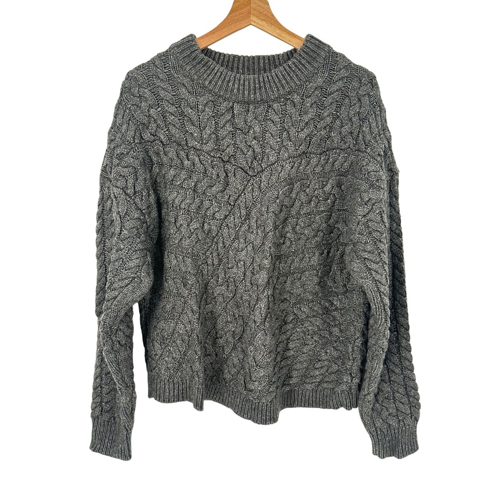 J.Crew XXL‎ Curved cable-knit sweater Crew Neck Lambswool Blend Sweater Pullover
